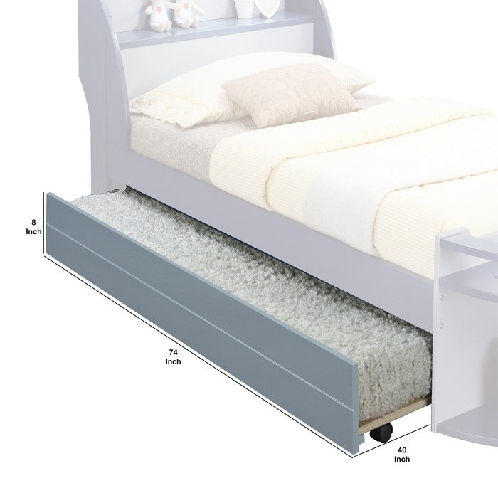 Transitional Wooden Trundle Bed with Caster Wheels, Gray