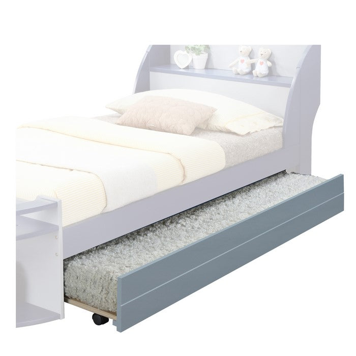 Transitional Wooden Trundle Bed with Caster Wheels, Gray