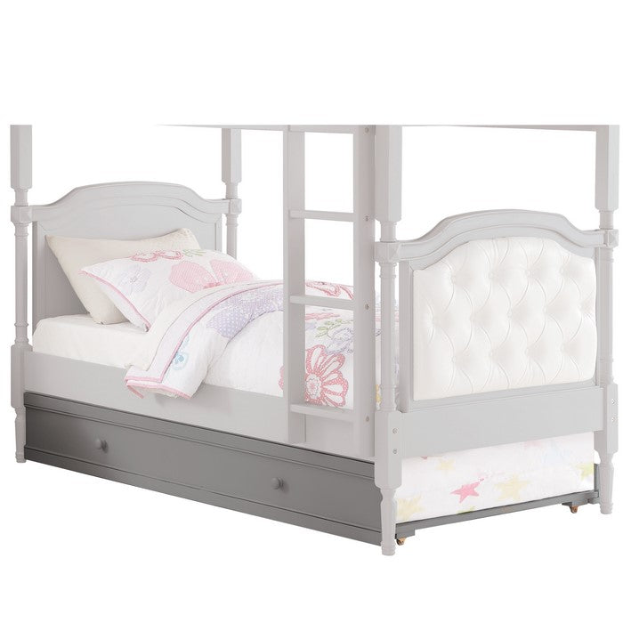 Wooden Twin Size Trundle Bed with Caster Wheels, Gray