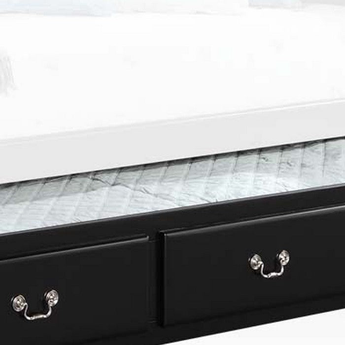 Wooden Twin Size Trundle Bed with Caster Wheels, Black