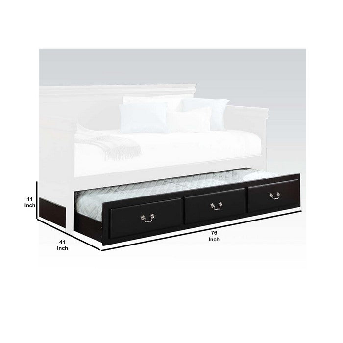 Wooden Twin Size Trundle Bed with Caster Wheels, Black