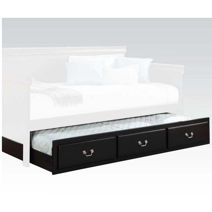 Wooden Twin Size Trundle Bed with Caster Wheels, Black