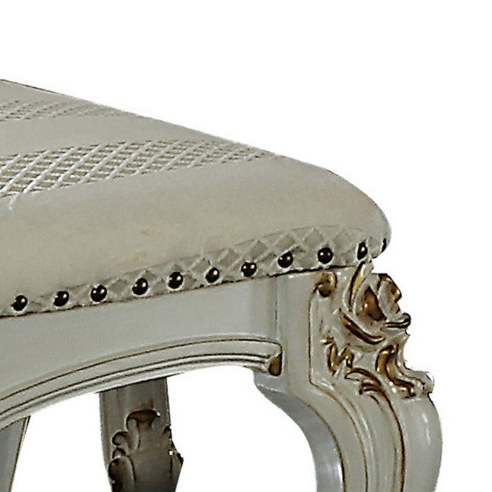 Leatherette Button Tufted Wooden Side Chairs, Set of 2,White and Brown