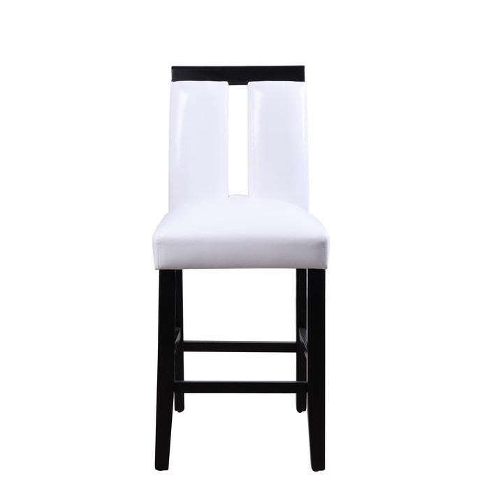 Wooden Counter Height Chairs with Cutout, Set of Two, White and Black