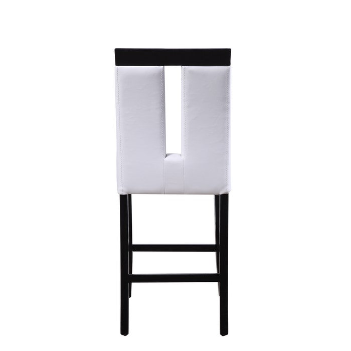 Wooden Counter Height Chairs with Cutout, Set of Two, White and Black