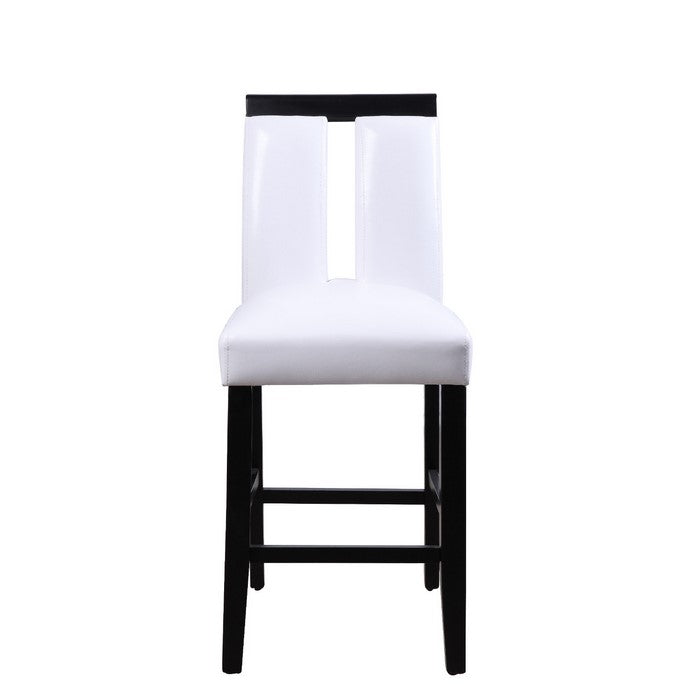 Wooden Counter Height Chairs with Cutout, Set of Two, White and Black