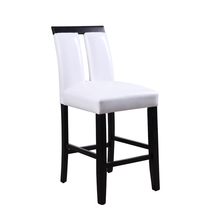 Wooden Counter Height Chairs with Cutout, Set of Two, White and Black