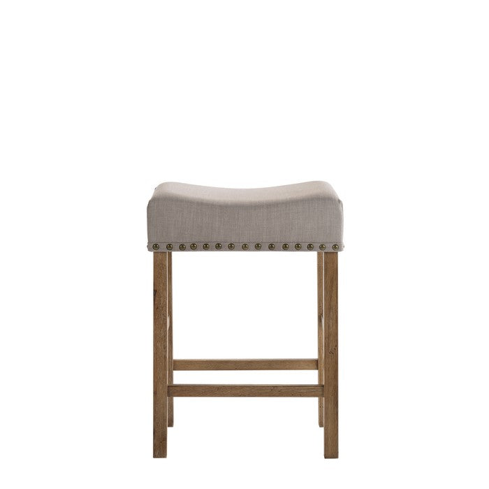 Fabric Upholstered Wooden Counter Height Stool,Set of 2,Brown and Gray