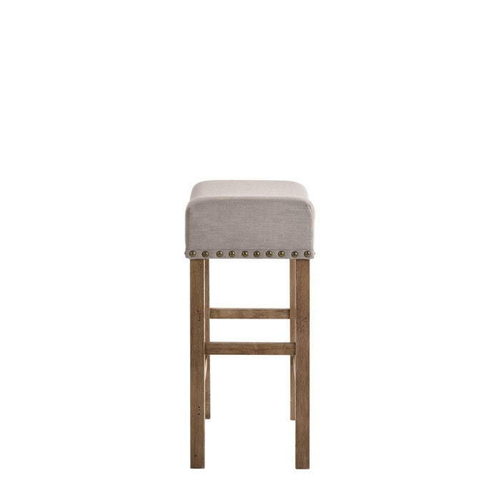 Fabric Upholstered Wooden Counter Height Stool,Set of 2,Brown and Gray