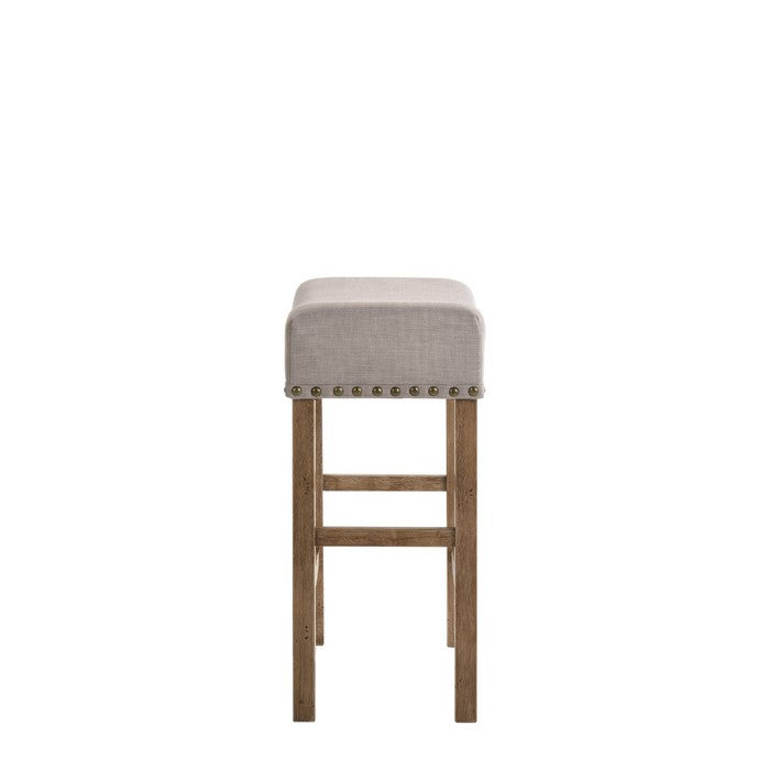 Fabric Upholstered Wooden Counter Height Stool,Set of 2,Brown and Gray