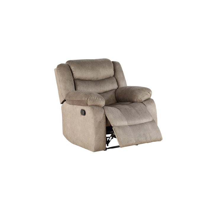 Contemporary Style Fabric Upholstered Wooden Recliner Chair, Beige