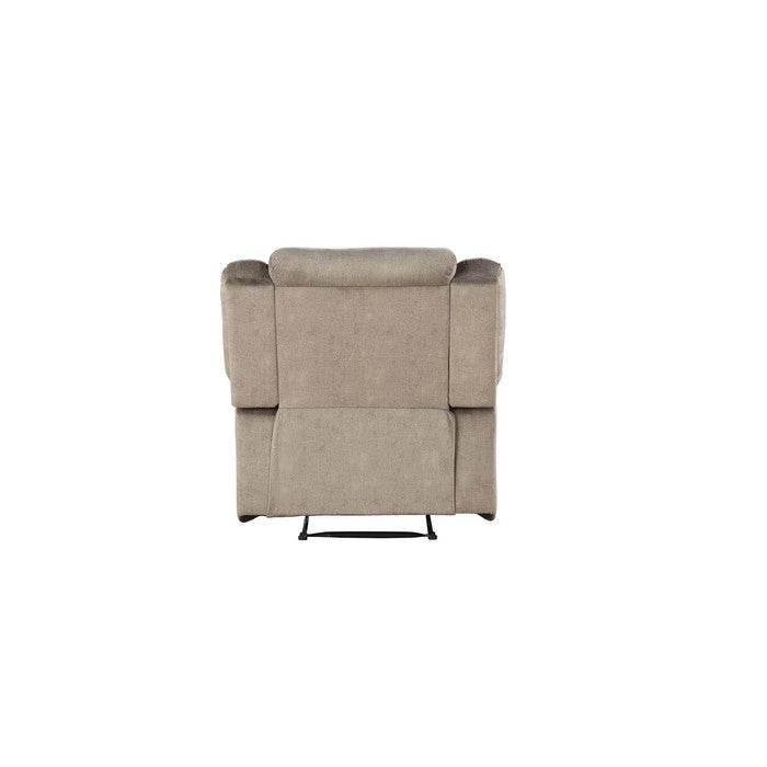 Contemporary Style Fabric Upholstered Wooden Recliner Chair, Beige