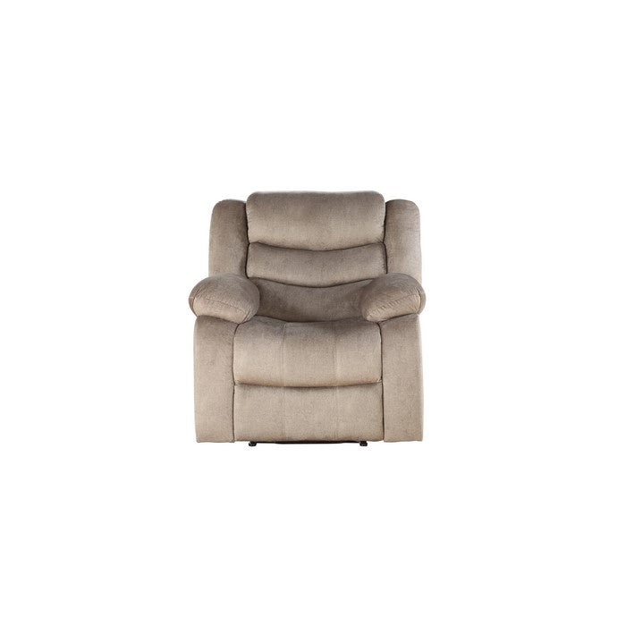 Contemporary Style Fabric Upholstered Wooden Recliner Chair, Beige
