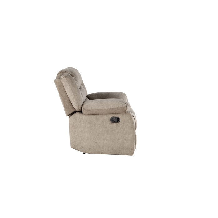 Contemporary Style Fabric Upholstered Wooden Recliner Chair, Beige