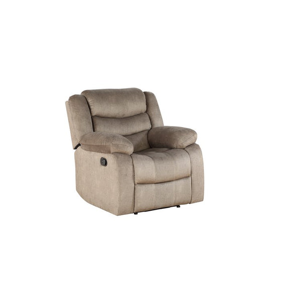Contemporary Style Fabric Upholstered Wooden Recliner Chair, Beige