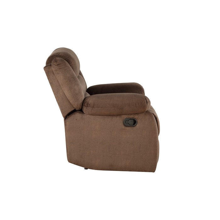 Contemporary Style Fabric Upholstered Wooden Recliner Chair, Brown