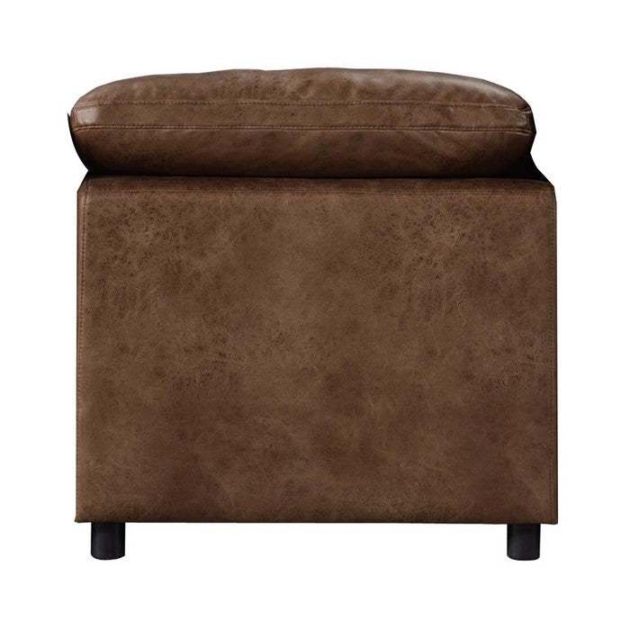 Fabric Upholstered Armless Chair with Plastic Legs, Brown and Black