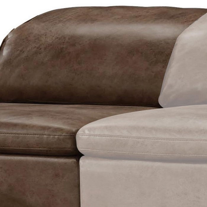 Fabric Upholstered Armless Chair with Plastic Legs, Brown and Black