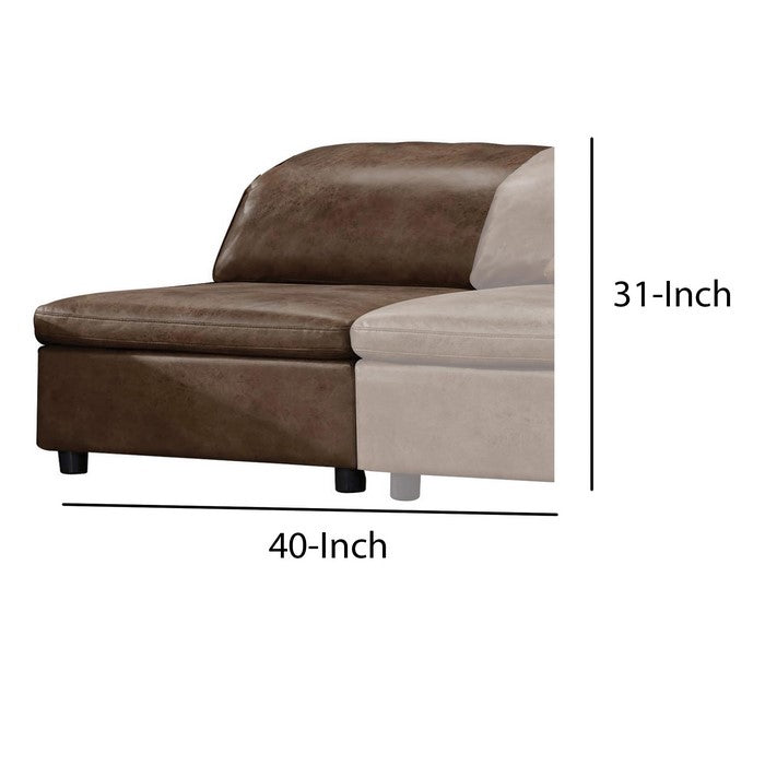 Fabric Upholstered Armless Chair with Plastic Legs, Brown and Black