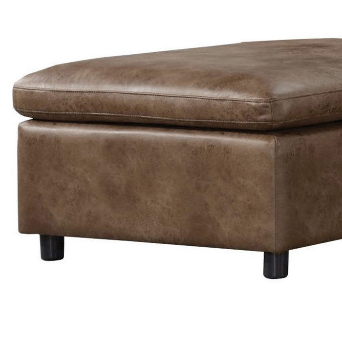 Fabric Upholstered Ottoman with Plastic Legs, Brown and Black