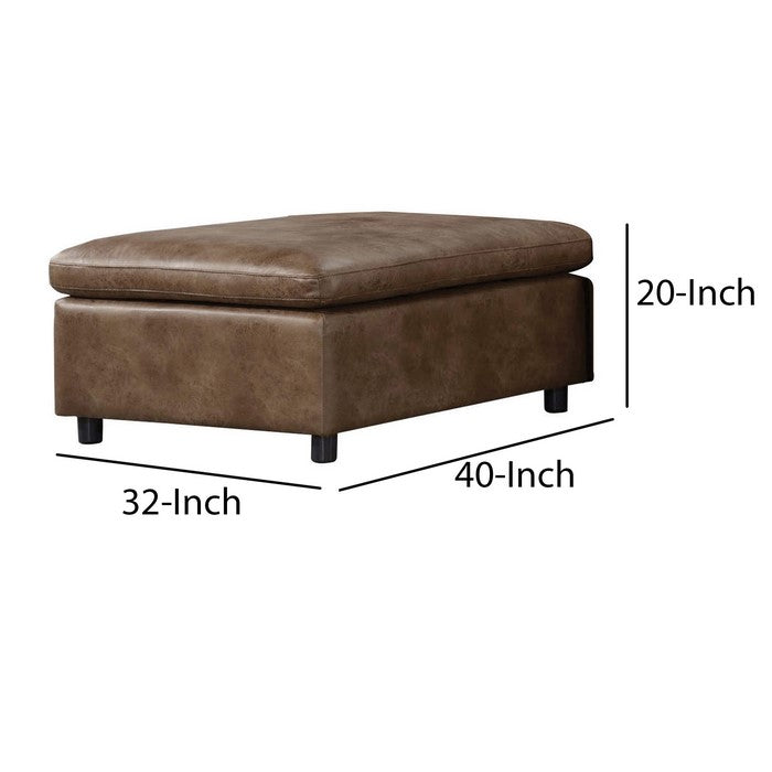Fabric Upholstered Ottoman with Plastic Legs, Brown and Black