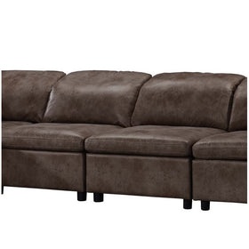 Armless Chair with Plastic Legs and Fabric Upholstery, Brown and Black