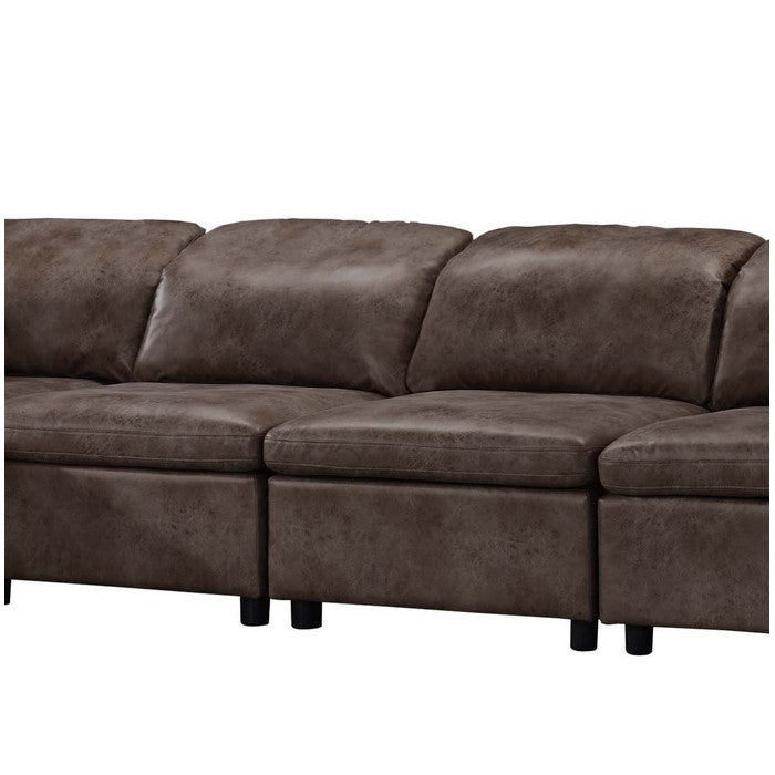 Armless Chair with Plastic Legs and Fabric Upholstery, Brown and Black