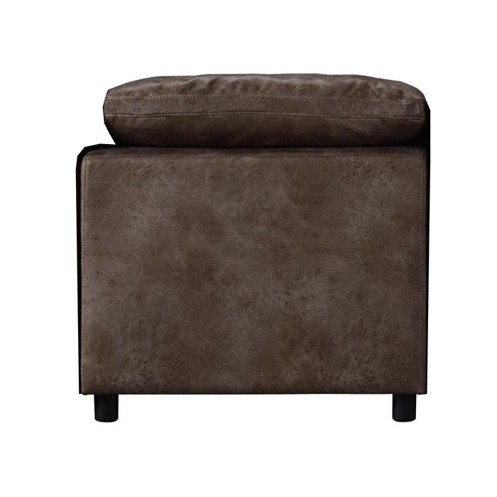 Armless Chair with Plastic Legs and Fabric Upholstery, Brown and Black