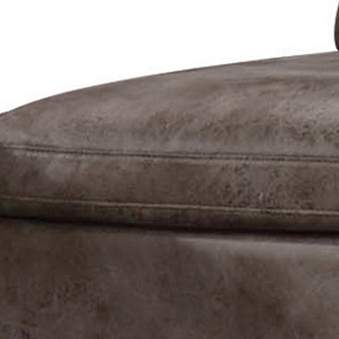 Armless Chair with Plastic Legs and Fabric Upholstery, Brown and Black