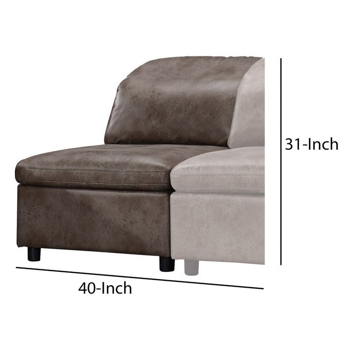 Armless Chair with Plastic Legs and Fabric Upholstery, Brown and Black