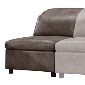 Armless Chair with Plastic Legs and Fabric Upholstery, Brown and Black