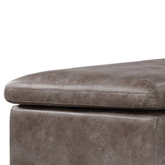 Ottoman with Plastic Legs and Fabric Upholstery, Brown and Black