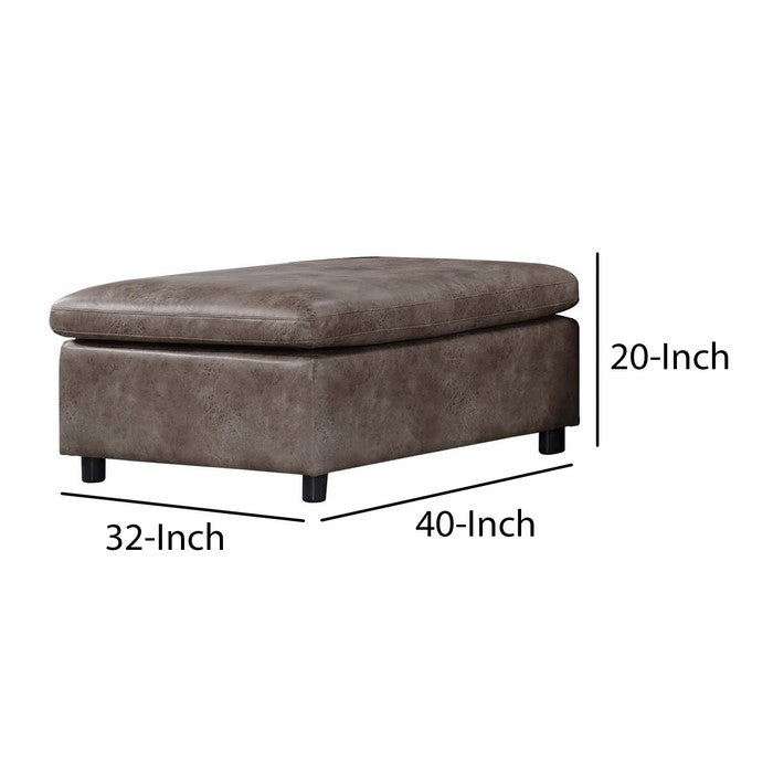 Ottoman with Plastic Legs and Fabric Upholstery, Brown and Black