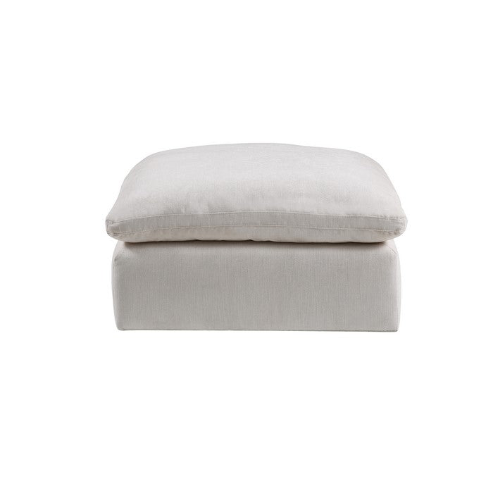 Contemporary Style Fabric Upholstered Modular Ottoman, White