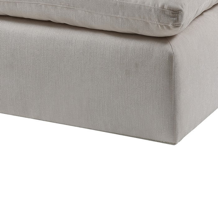 Contemporary Style Fabric Upholstered Modular Ottoman, White