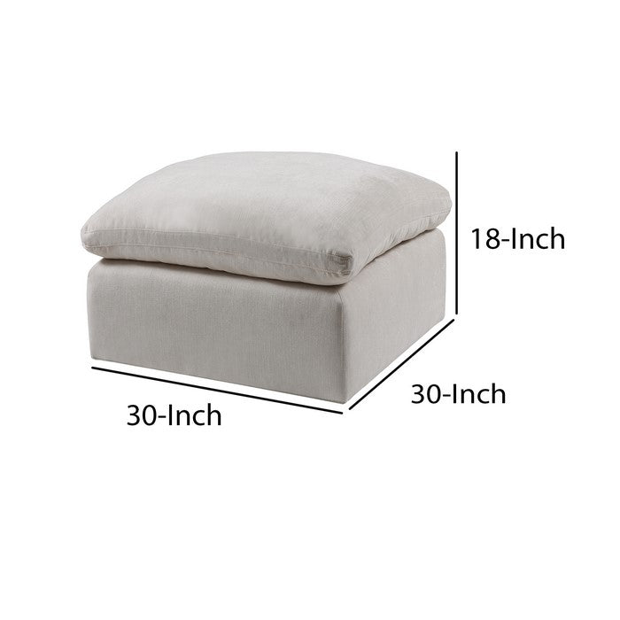Contemporary Style Fabric Upholstered Modular Ottoman, White