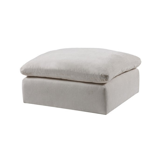Contemporary Style Fabric Upholstered Modular Ottoman, White