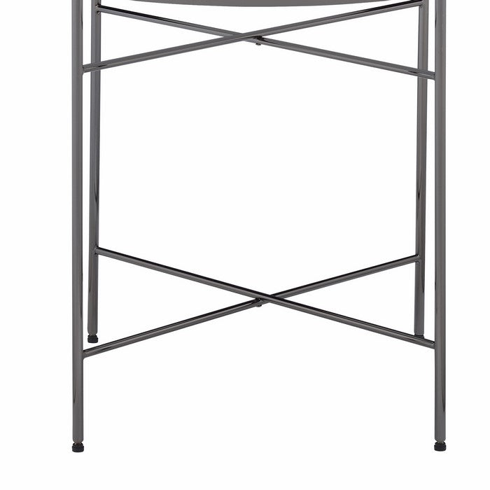 Contemporary Style Metal Framed End Table with Marble Top, Gray