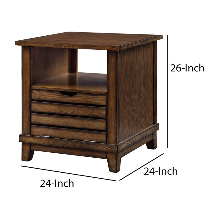 Open Top Contemporary Wooden Contemporary Style End Table, Brown