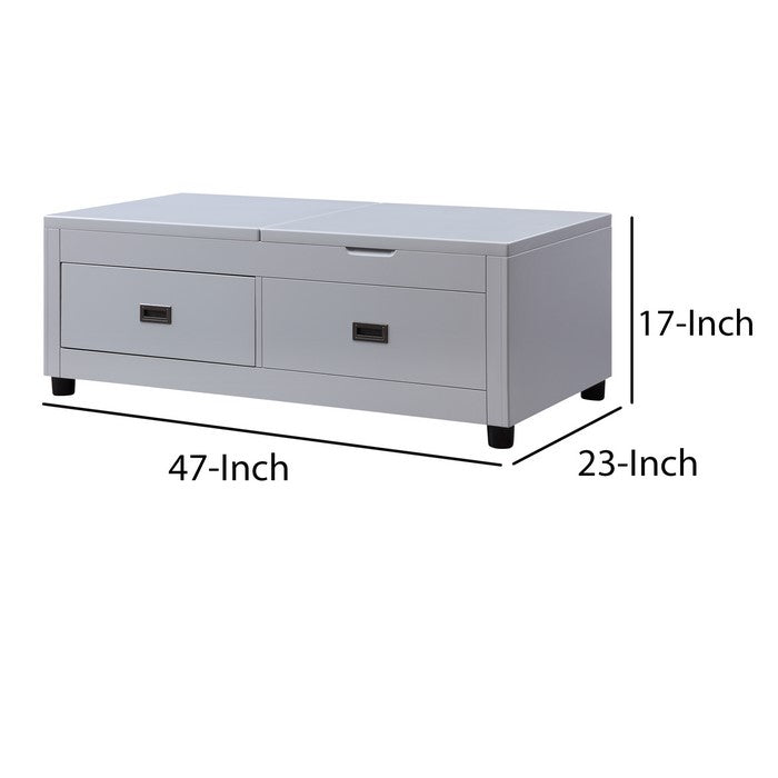 Coffee Table with Top Lift and Reversible Lid Tray, Light Gray