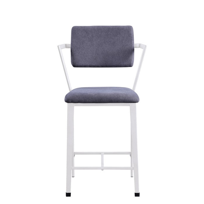 Industrial Style Metal Counter Height Chair, Set of 2, White and Gray