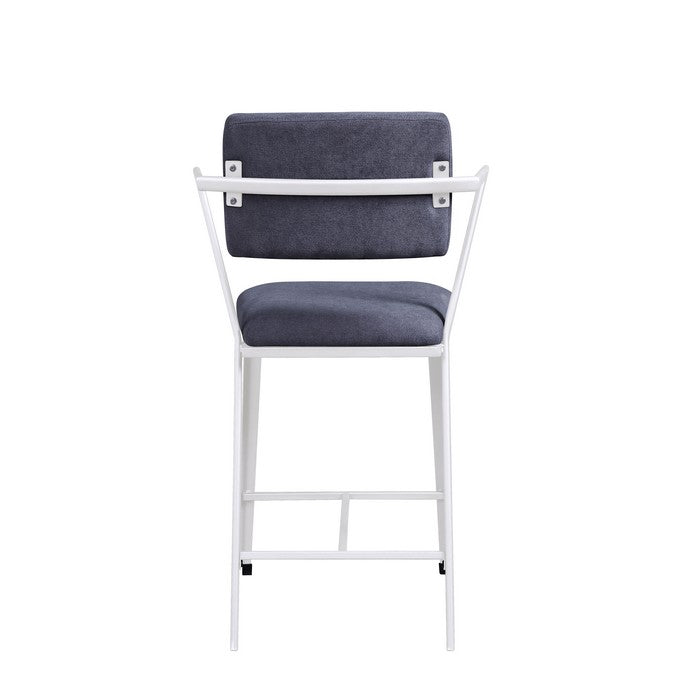 Industrial Style Metal Counter Height Chair, Set of 2, White and Gray