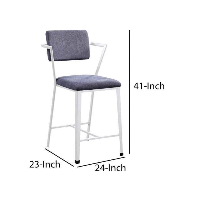 Industrial Style Metal Counter Height Chair, Set of 2, White and Gray