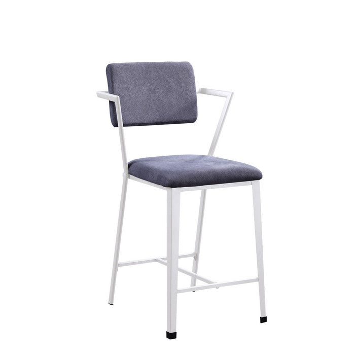 Industrial Style Metal Counter Height Chair, Set of 2, White and Gray