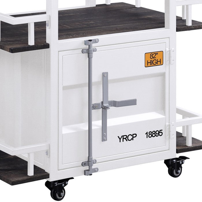Industrial Style Metal Serving Cart with Casters, White