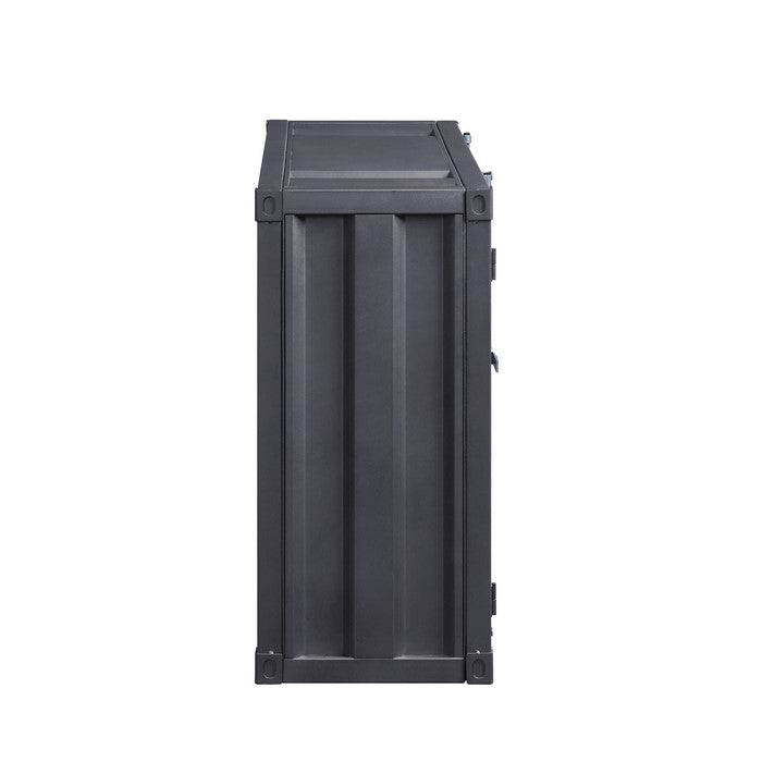 Industrial Metal Server with 2 Door Cabinet and 2 Open Shelves, Gray