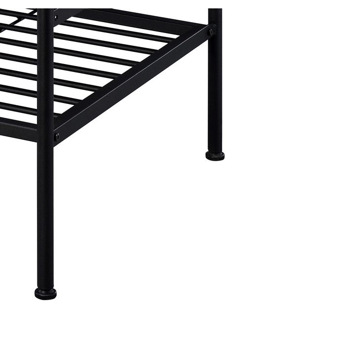 Metal and Wooden End Table with Slatted Bottom Shelf,Brown and Black