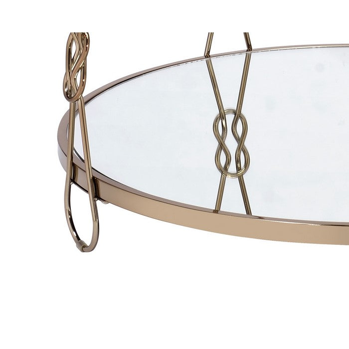 Metal Coffee Table with Glass Top and 1 Bottom Shelf,Gold and Clear
