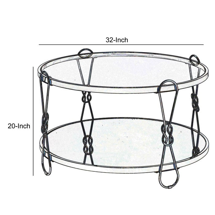 Metal Coffee Table with Glass Top and 1 Bottom Shelf,Gold and Clear