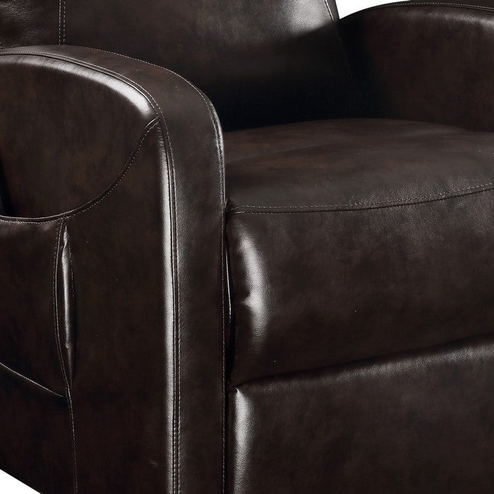 Faux Leather Upholstered Wooden Recliner with Power Lift, Brown